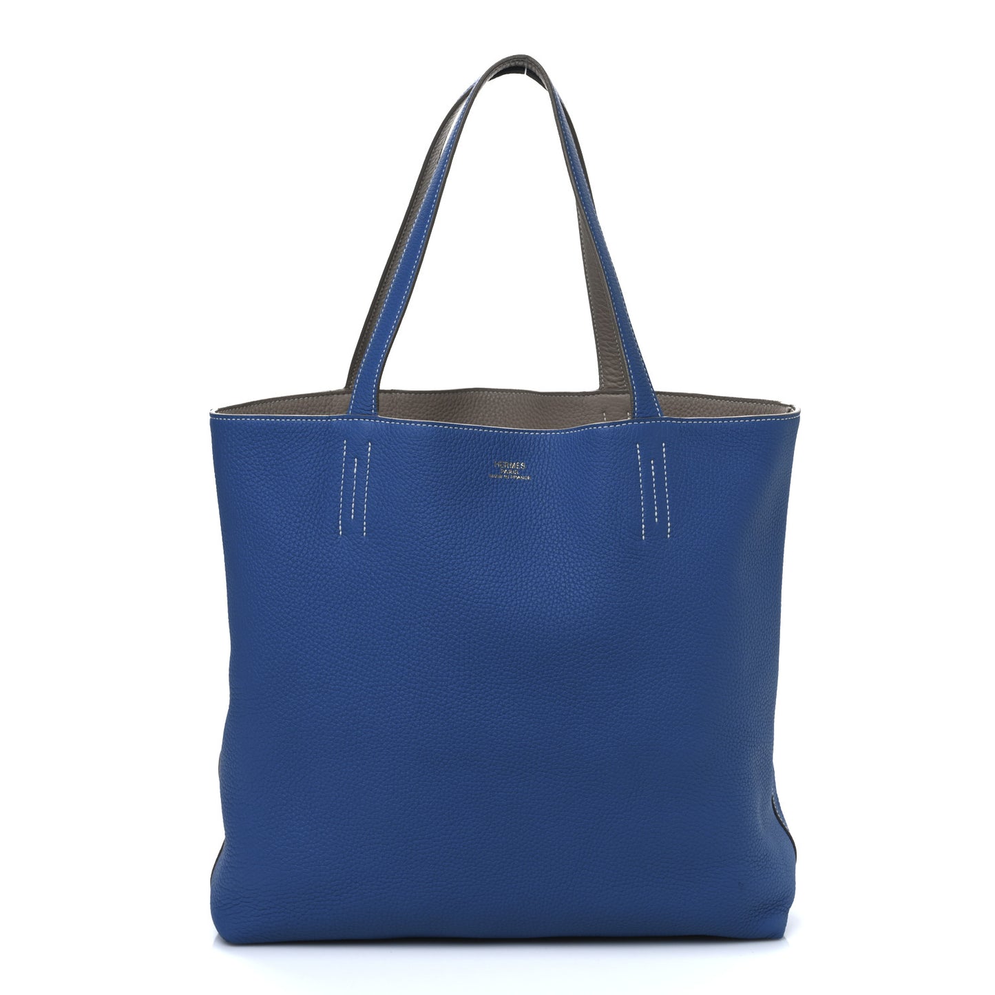 Taurillon Clemence Double Sens 45 Reversible Tote Mykonos Gris Tourterelle