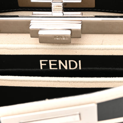 Fendi Canvas Spalmato Vernice Roses Medium Peekaboo I SEE U Satchel Black Grezzo 7 of 17