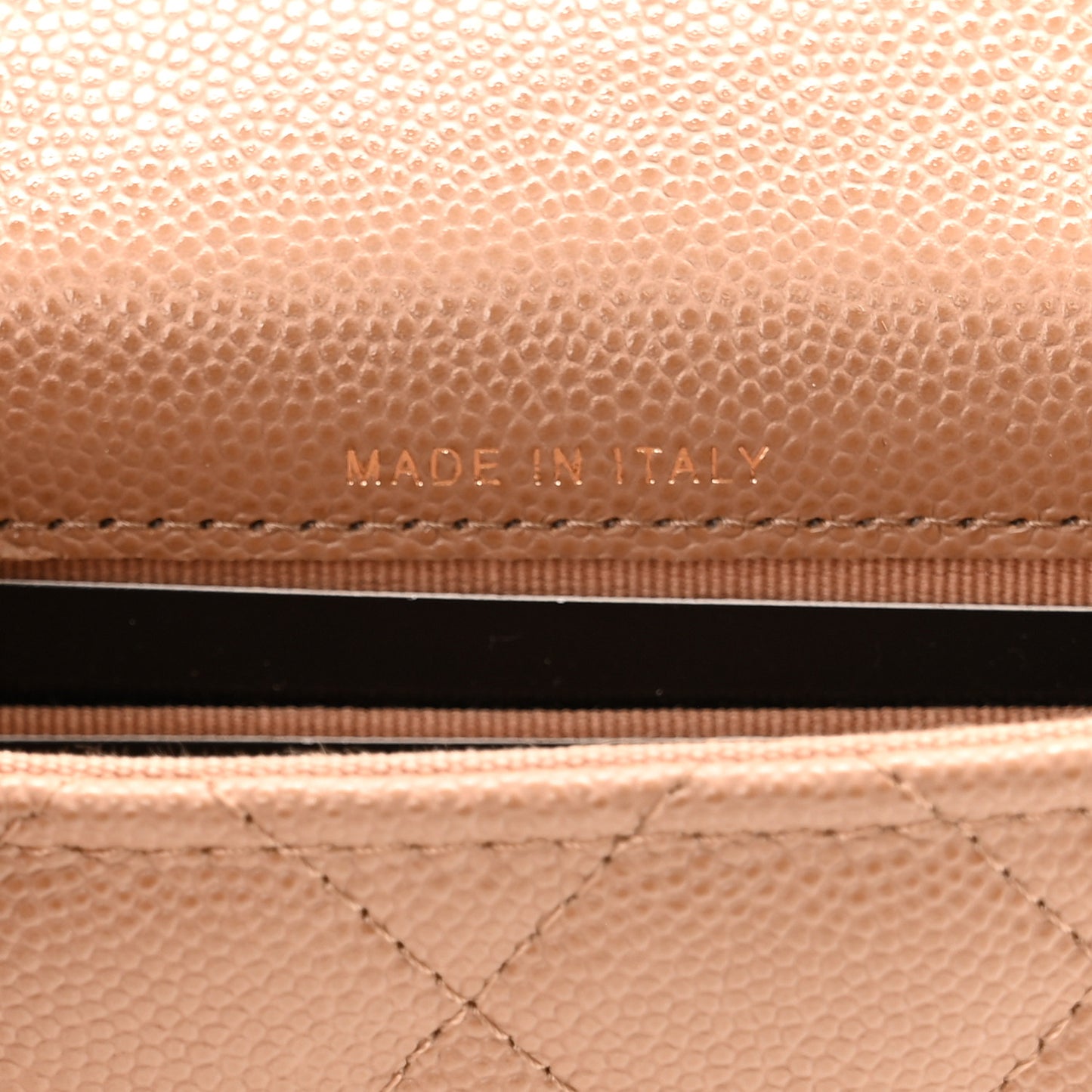 Caviar Quilted Coco First Clutch With Chain Beige