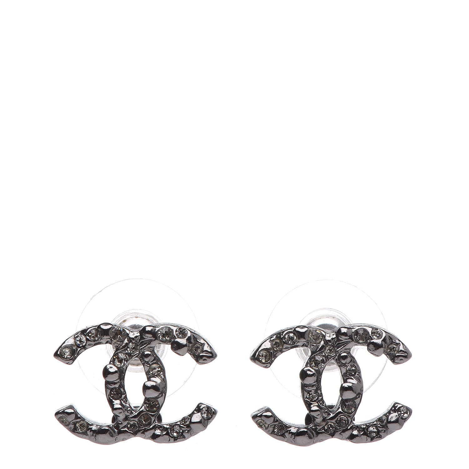 Chanel Crystal Mini CC Earrings Silver 1 of 5