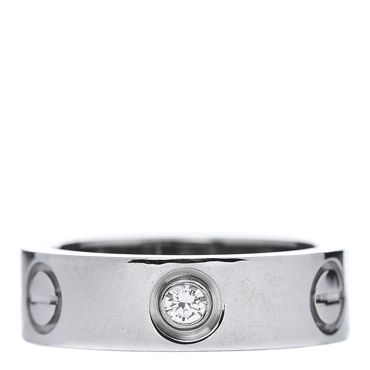 18K White Gold 3 Diamond 5.5mm LOVE Ring 49 4.75