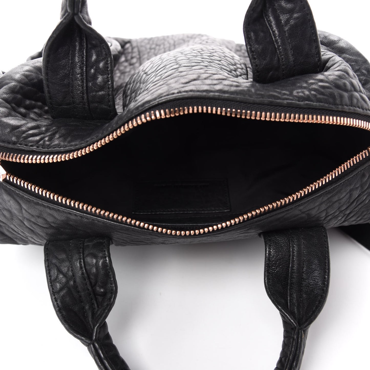 Pebbled Lambskin Rocco Black Rose Gold Hardware