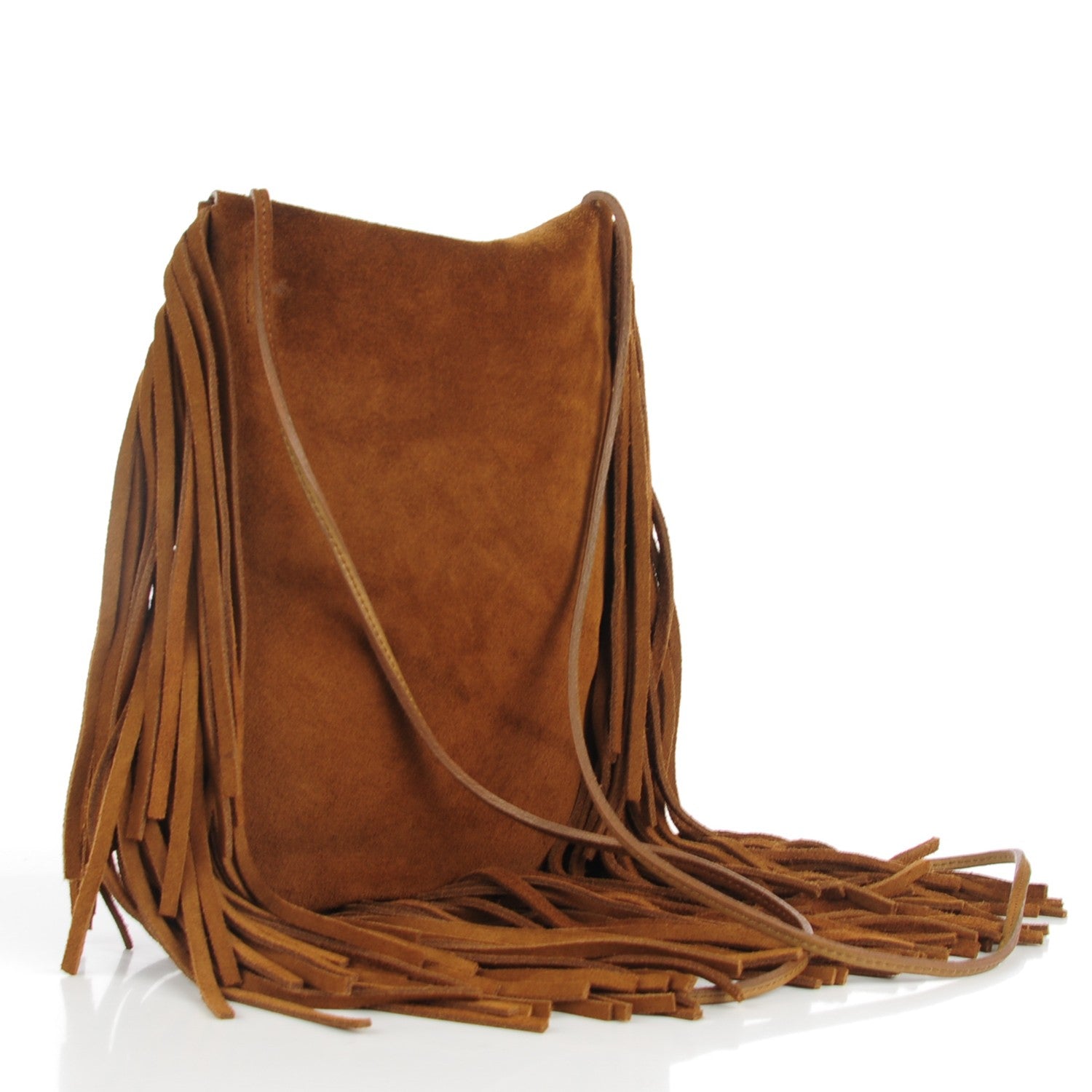 Saint Laurent Suede Fringe Flat Anita Crossbody Bag Camel 3 of 7