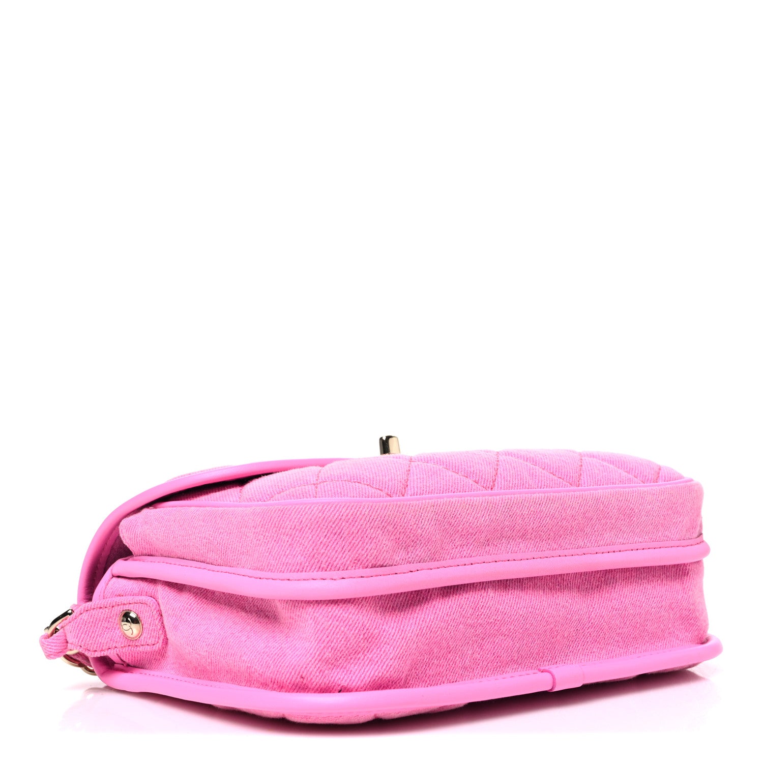 Chanel Denim Quilted Small Messenger Flap Neon Pink 4 of 10