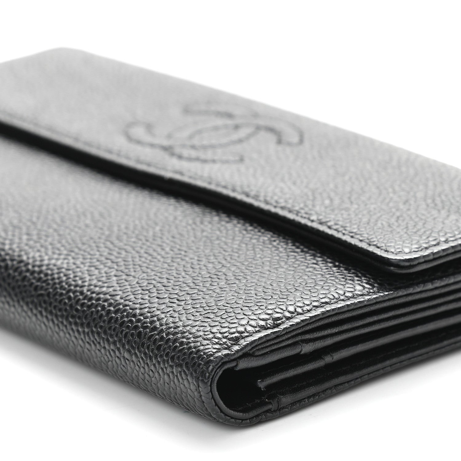 Chanel Caviar CC Long Flap Wallet Black 10 of 11