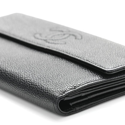 Chanel Caviar CC Long Flap Wallet Black 10 of 11