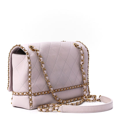 Chanel Calfskin Stitched Chain Flap Light Pink 3 of 12