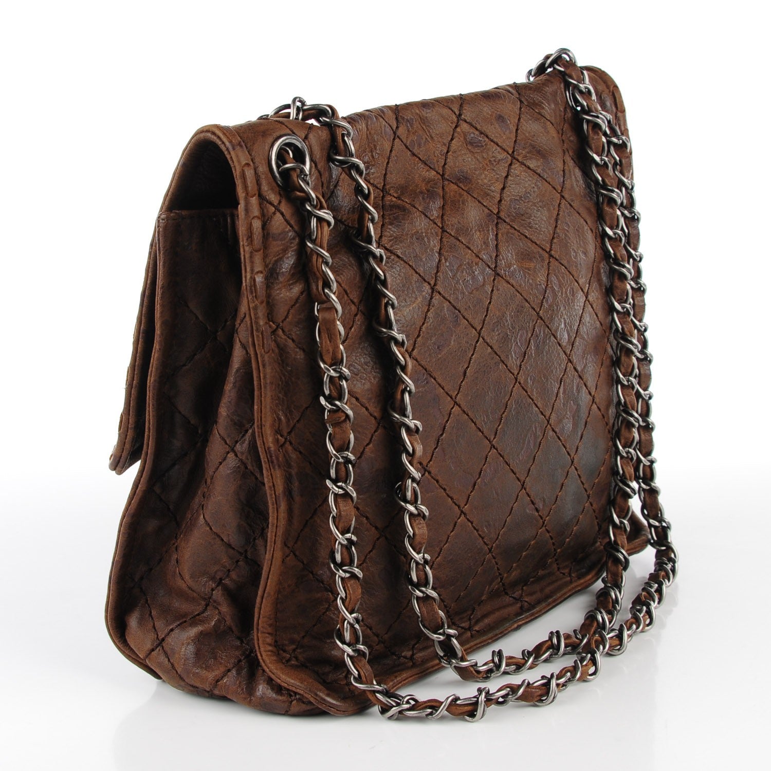 Chanel Aged Crumpled Calfskin Small Vintage Flap Brown 3 of 9