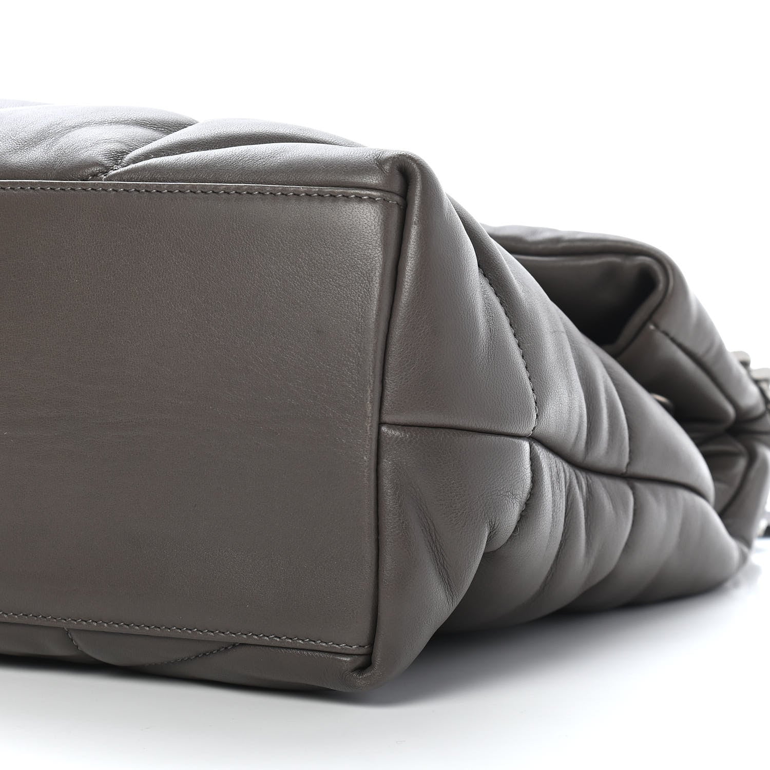 Saint Laurent Calfskin Quilted Medium Loulou Puffer Monogram Chain Satchel Concrete 10 of 10