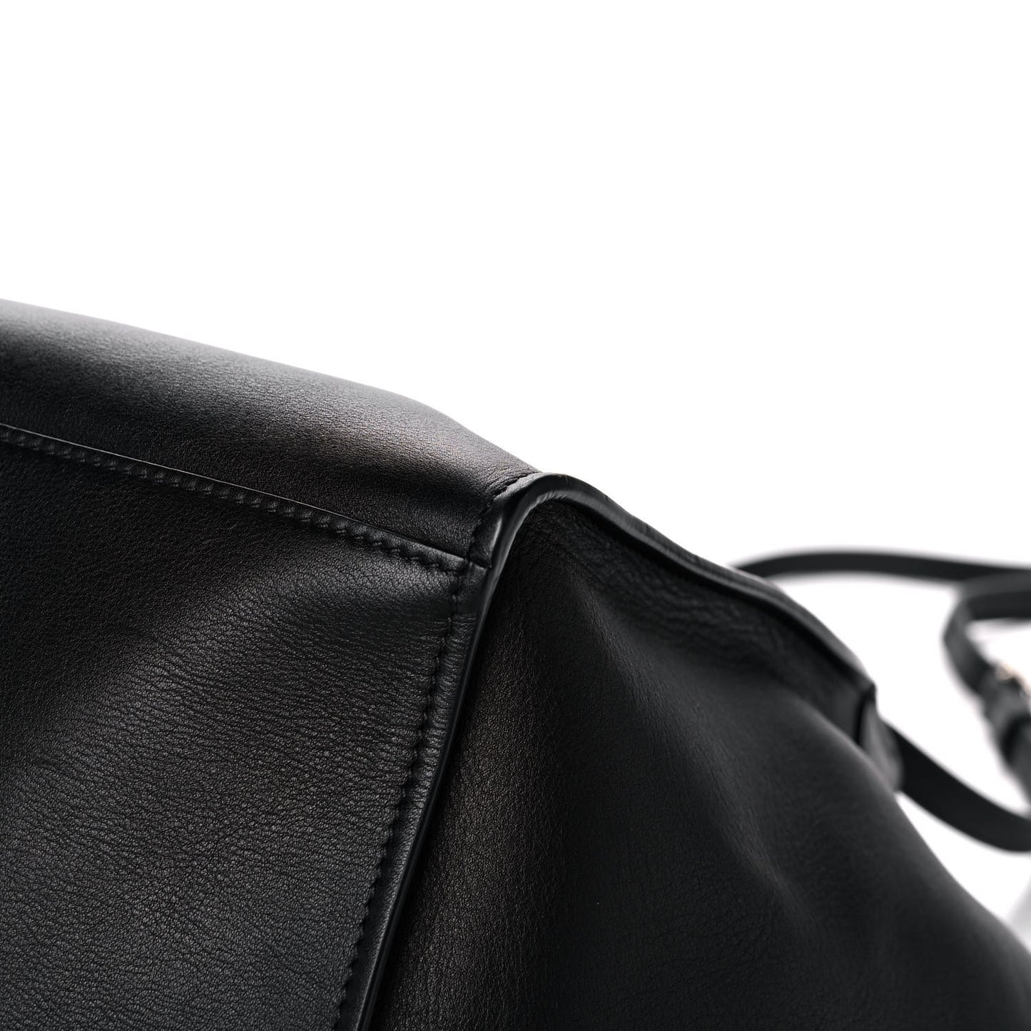 Supple Grained Calfskin Small Long Strap Big Bag Black