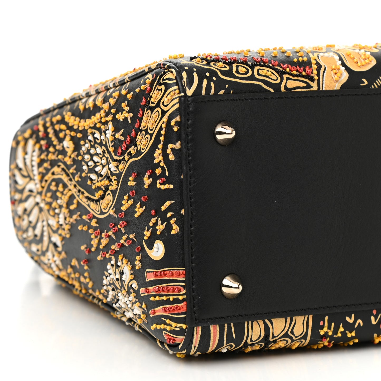 Smooth Calfskin Embroidered Animals Medium Lady Dior Black Multicolor