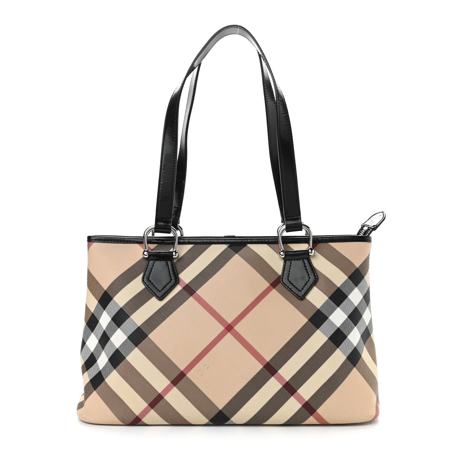 Burberry Nova Check Patent Trim Shopper Tote Black 1 of 17