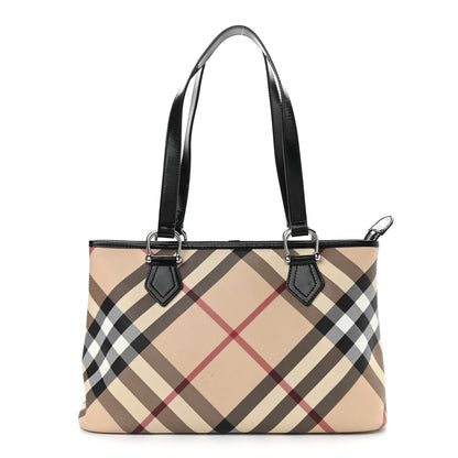 Burberry Nova Check Patent Trim Shopper Tote Black 1 of 17