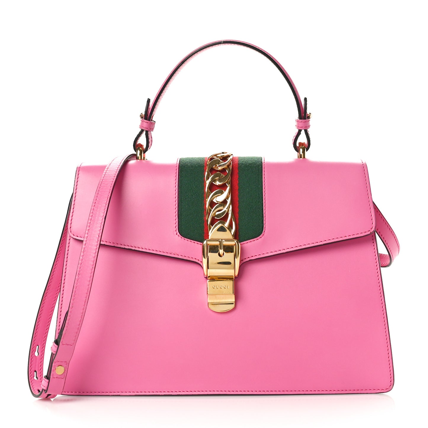 Vitello Fontanella Web Medium Sylvie Top Handle Bag Pink Tropical Flower