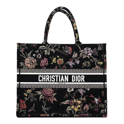 Christian Dior Canvas Embroidered Large Book Tote Black Multicolor 1 of 11