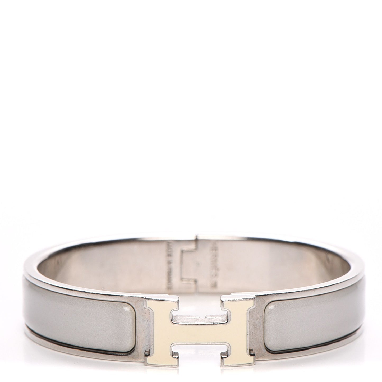 Enamel Narrow Clic Clac H Bracelet PM Gris Clair