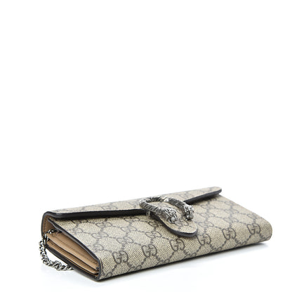 Gucci GG Supreme Monogram Dionysus Chain Clutch Wallet Beige Taupe 3 of 9