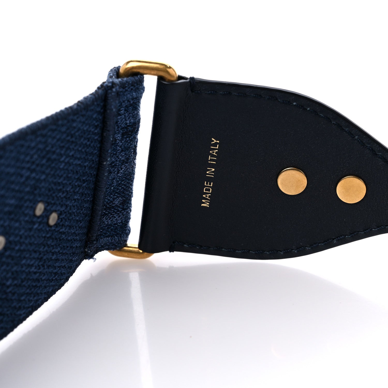 Christian Dior Oblique Denim Studded Shoulder Strap Blue 4 of 4