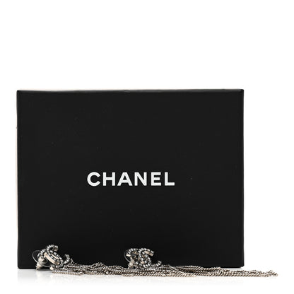 Chanel Baguette Crystal CC Chain Drop Earrings Silver 5 of 5