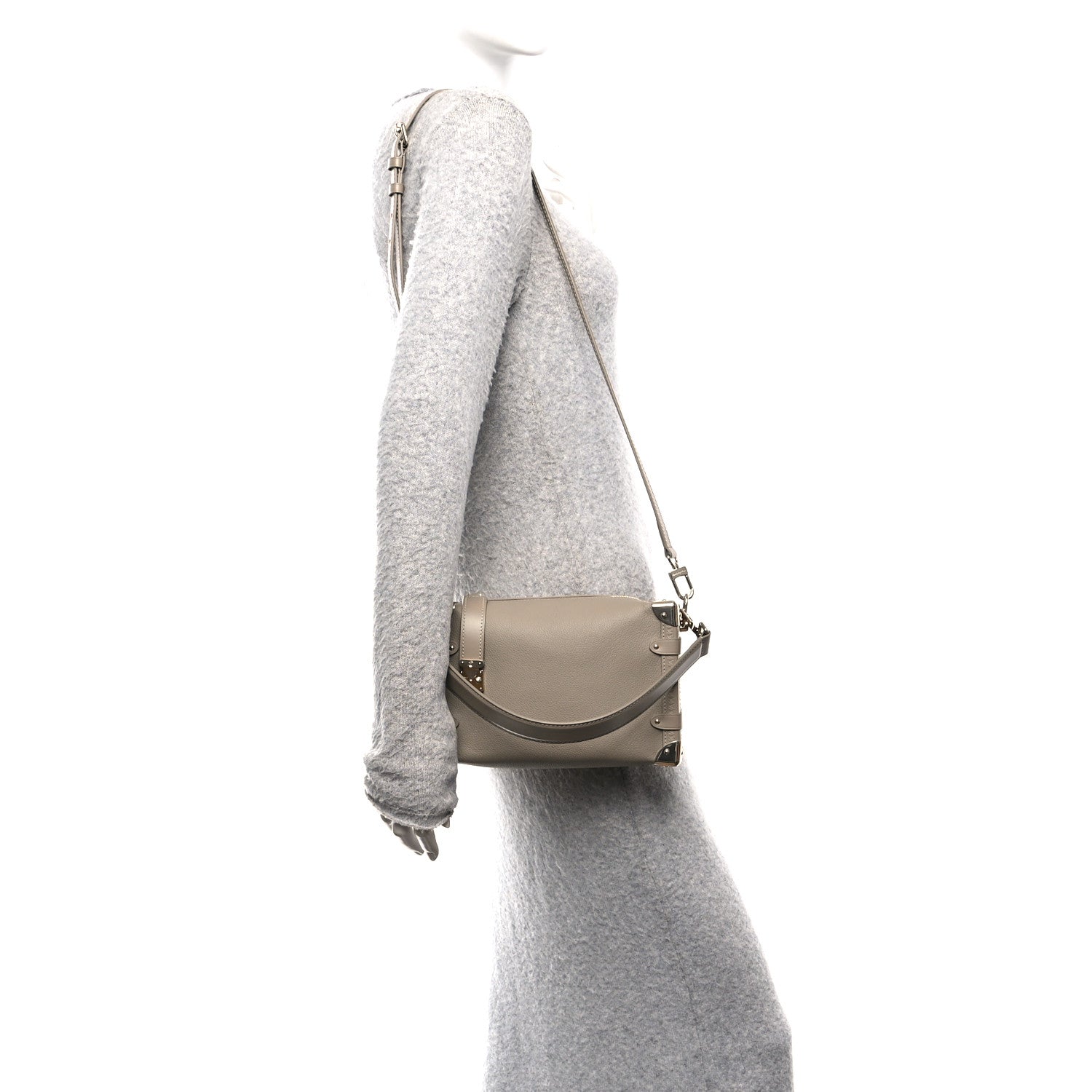 Louis Vuitton Calfskin Side Trunk MM Taupe 2 of 10