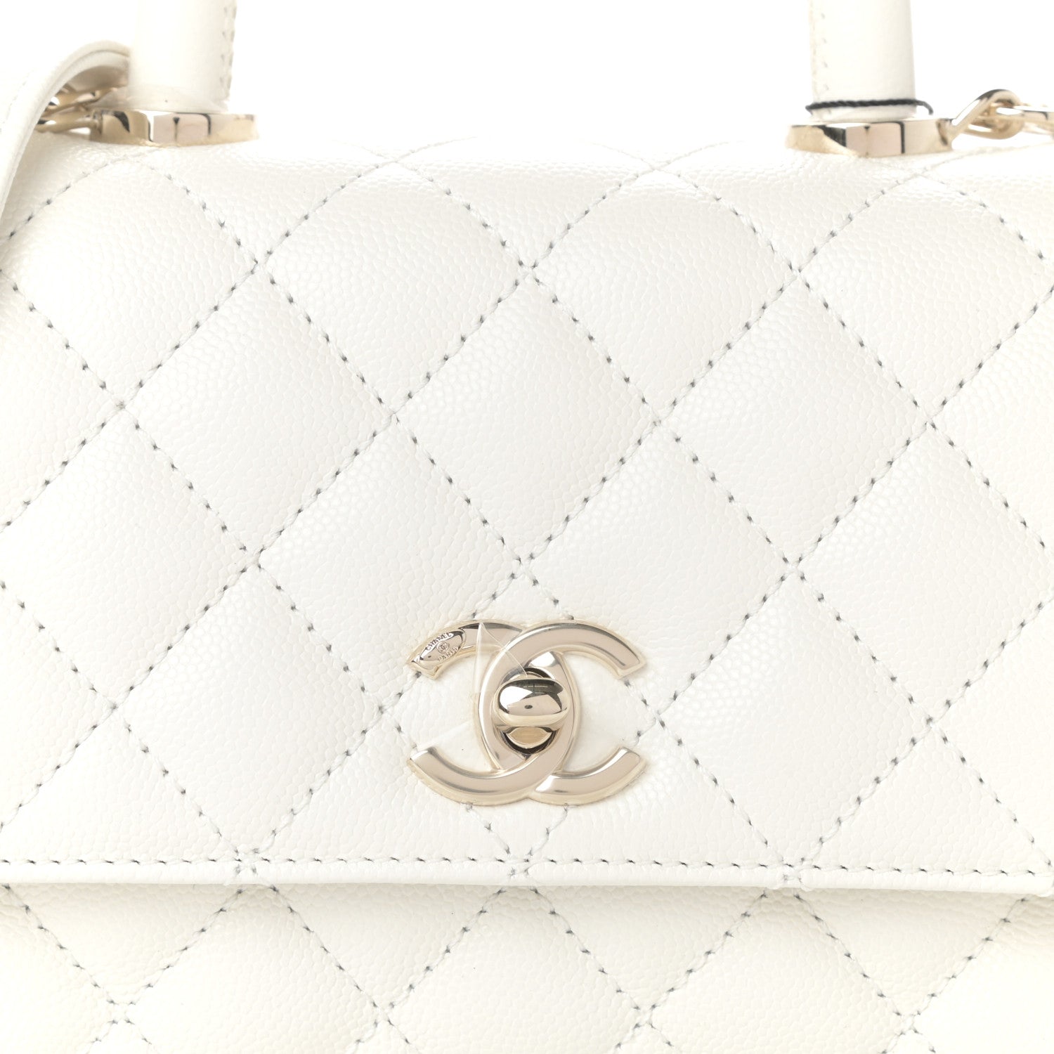 Chanel Caviar Quilted Extra Mini Coco Handle Flap White 8 of 10