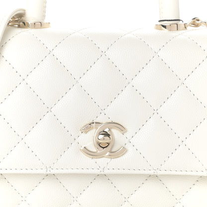 Chanel Caviar Quilted Extra Mini Coco Handle Flap White 8 of 10