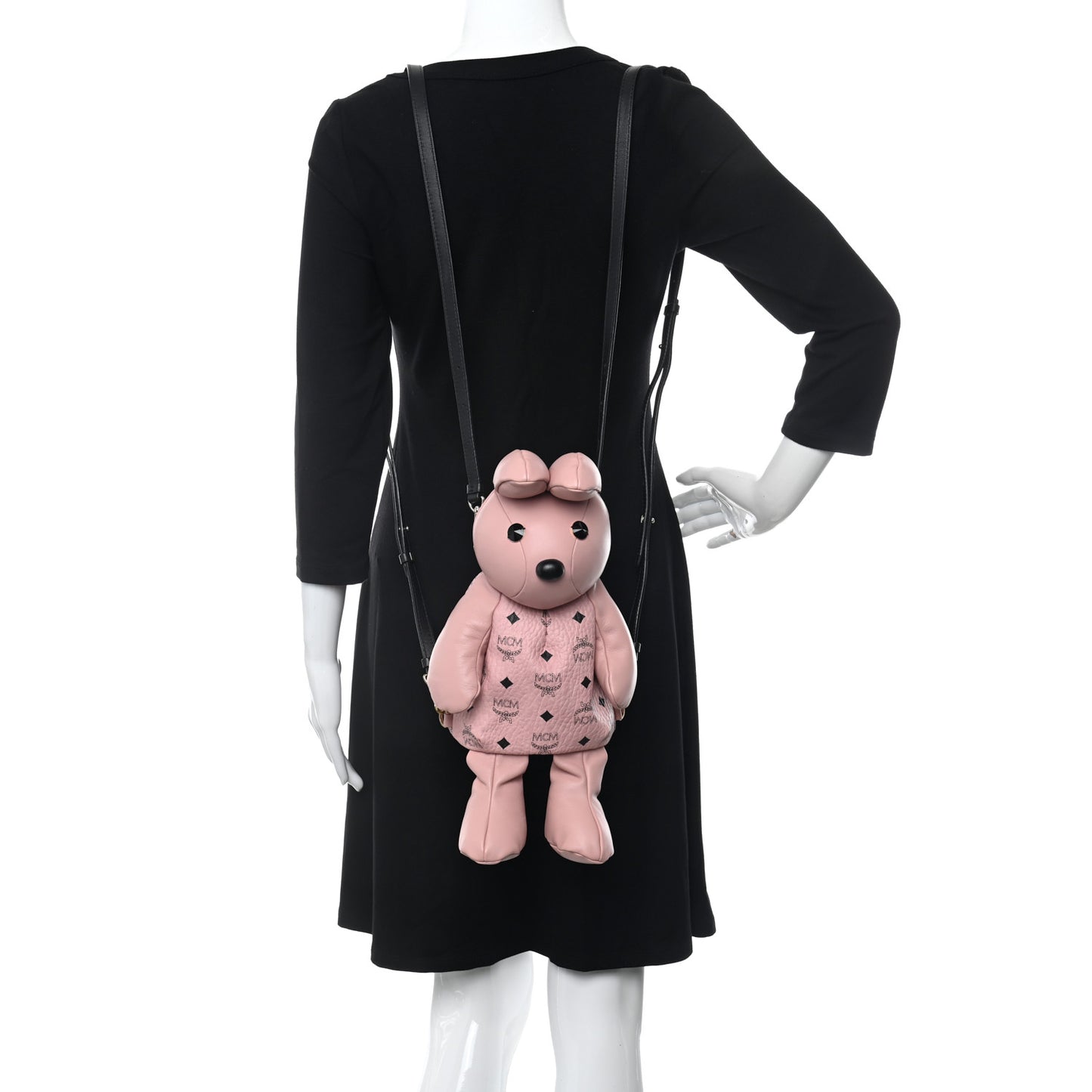 Calfskin Visetos Rabbit Zoo Doll Backpack Soft Pink