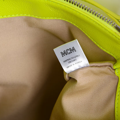 MCM Visetos Shoulder Pouch Neon Yellow 6 of 9