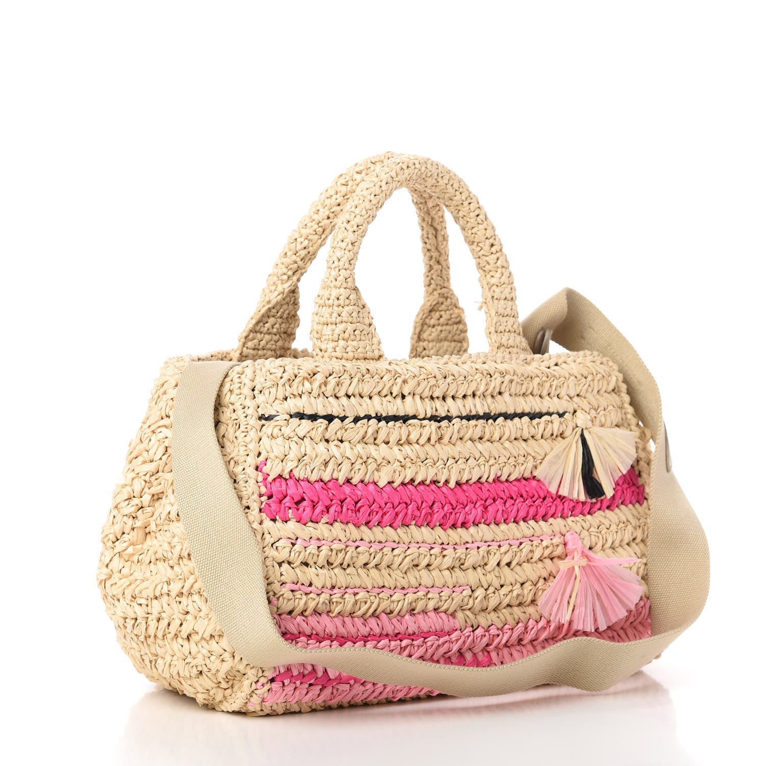 Prada Raffia Woven Tote Naturale Rosa 3 of 10