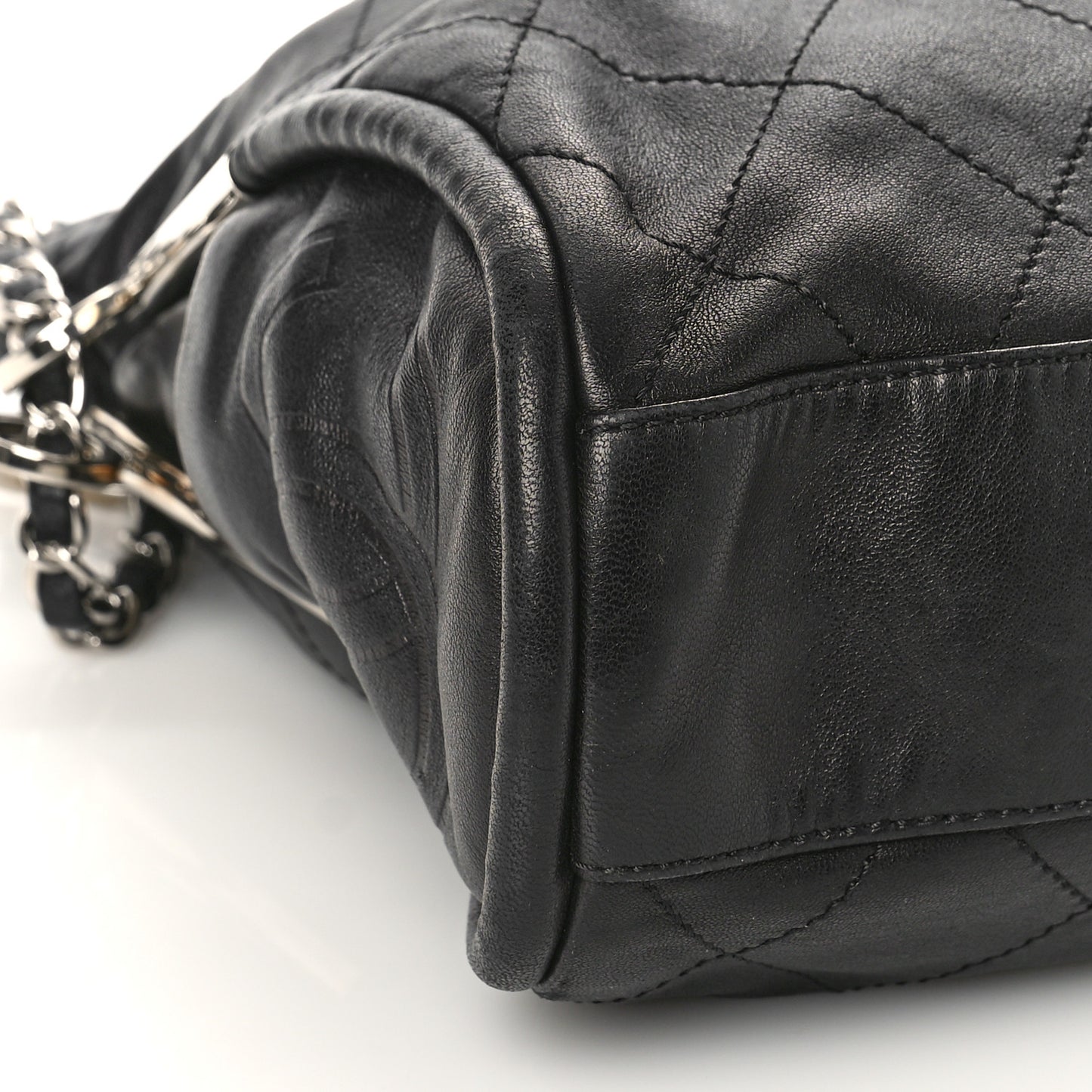Lambskin Stitched Medium Ultimate Soft Tote Black