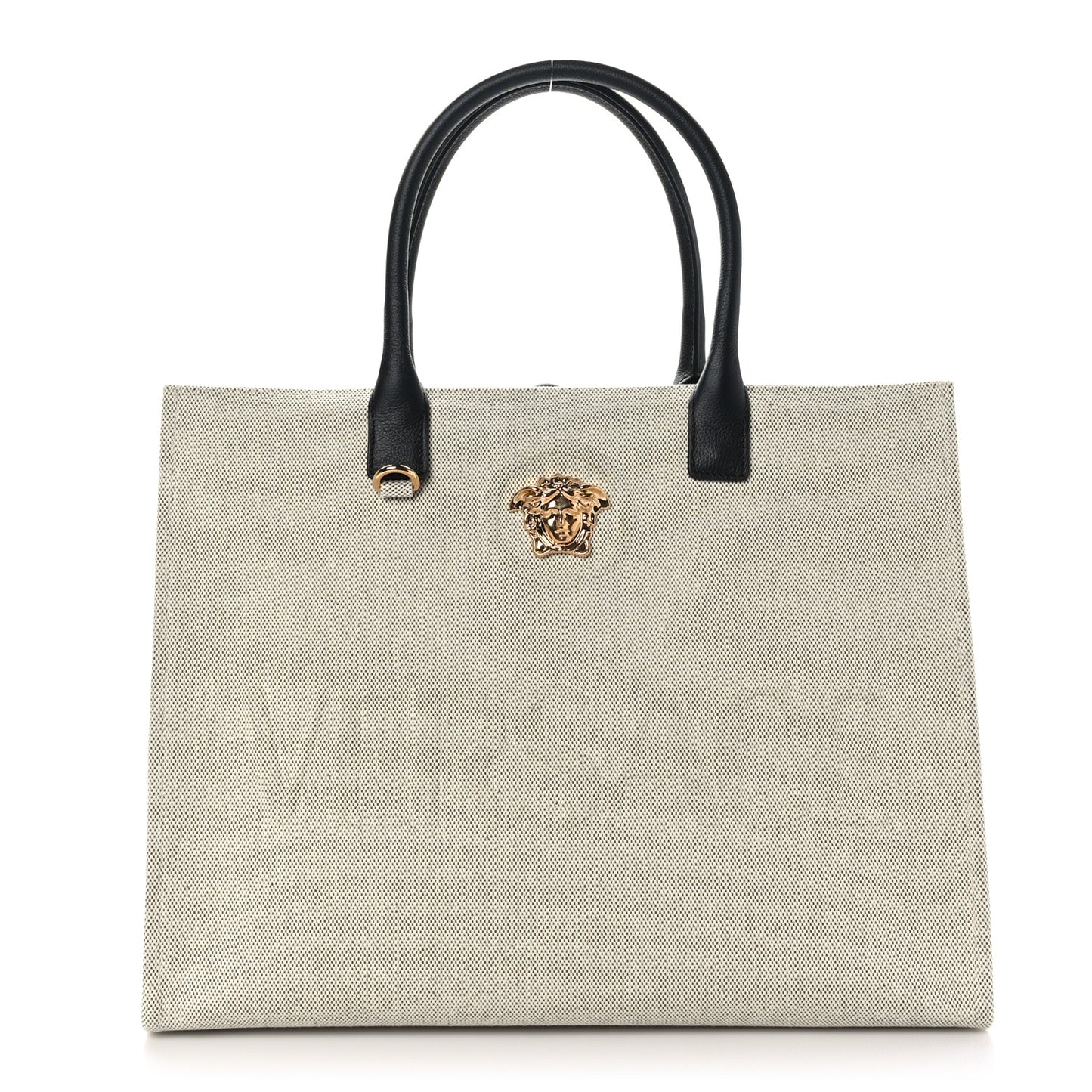 Canvas Calfskin La Medusa Tote Bag Beige