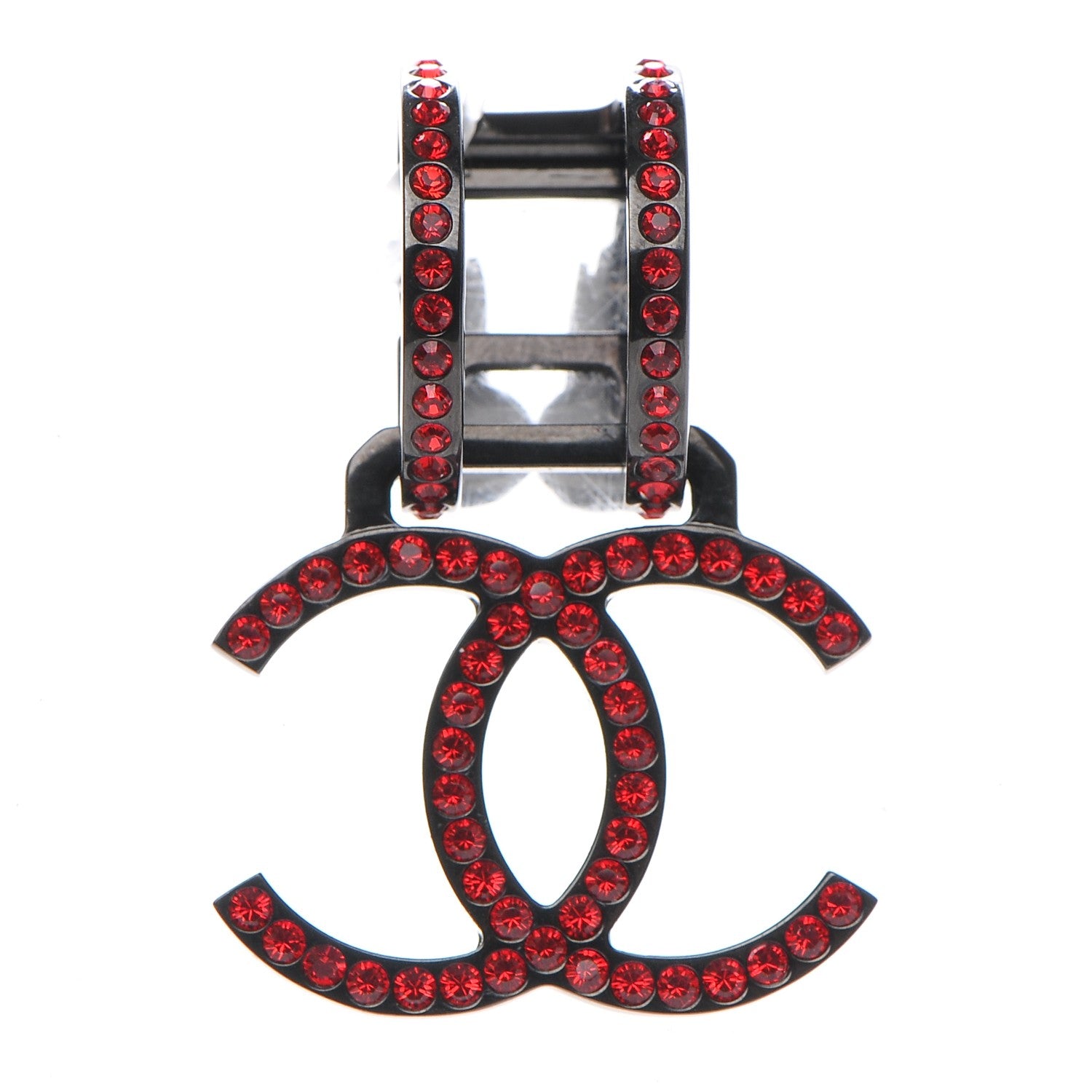 Chanel Crystal CC Clip On Earring Red 1 of 4