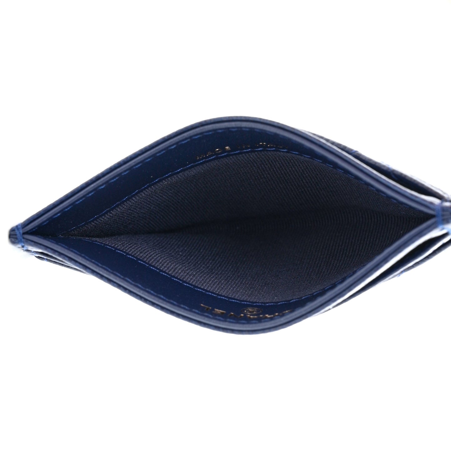 Caviar Quilted Card Holder Navy