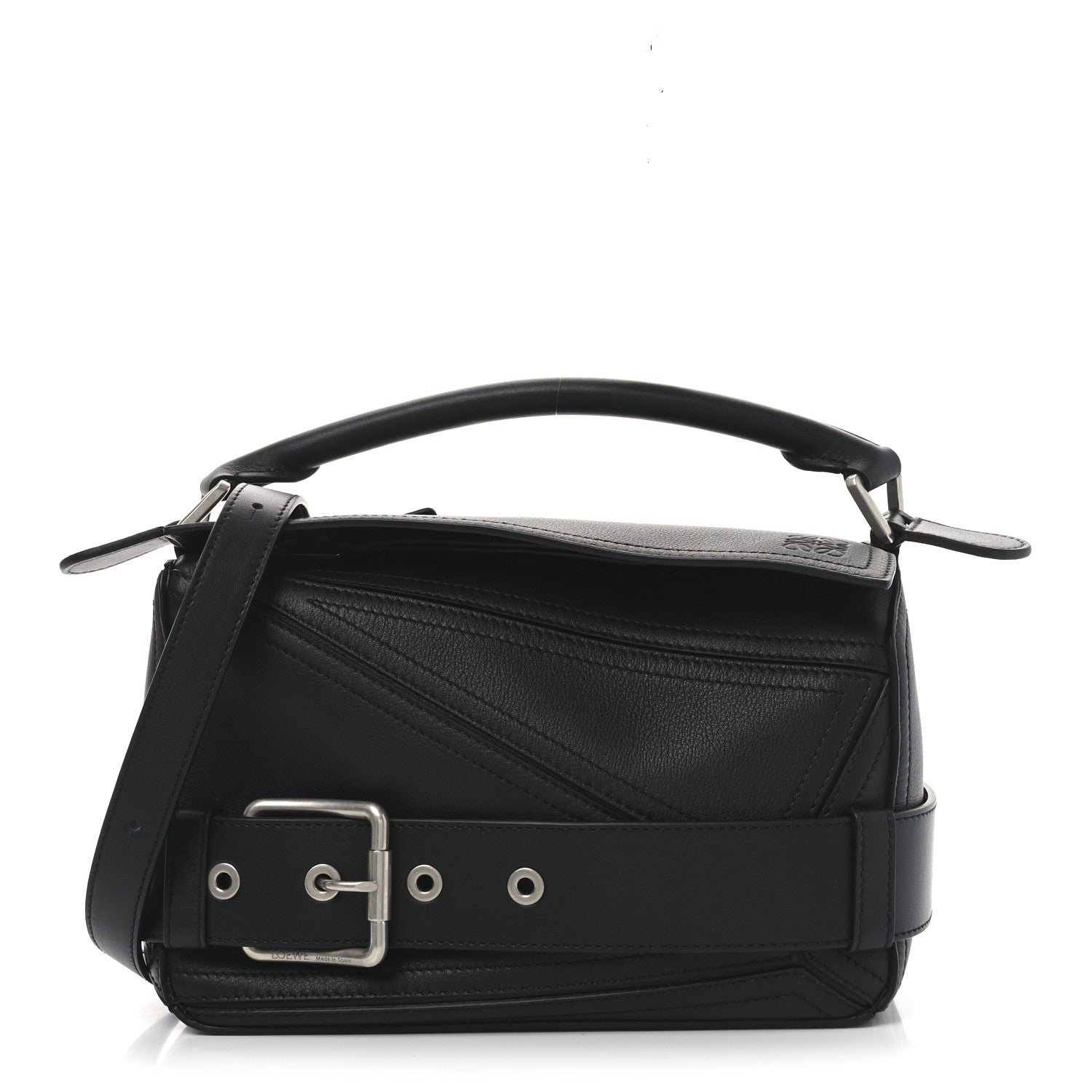 Loewe Shiny Calfskin Small Puzzle Biker Bag Black 1 of 9