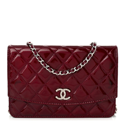 Chanel Patent Quilted Brilliant Wallet On Chain WOC Dark Burgundy 1 of 12