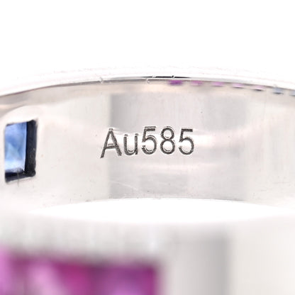 Parker & West by FASHIONPHILE 14K White Gold Diamond Blue Pink Sapphire .20ctw Band Ring 53 6.25 9 of 9