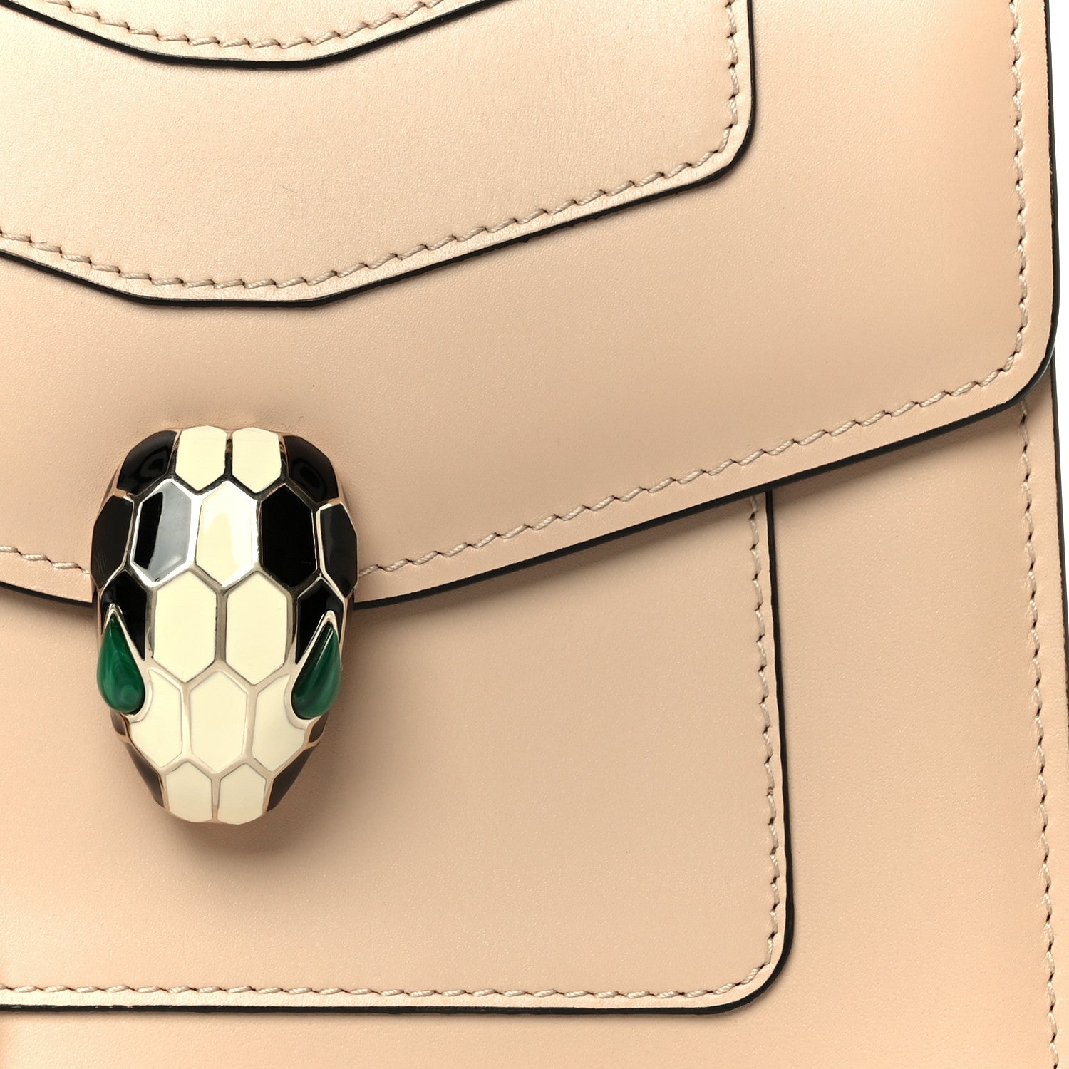 Bulgari Calfskin Serpenti Forever Top Handle Beige Green 11 of 13