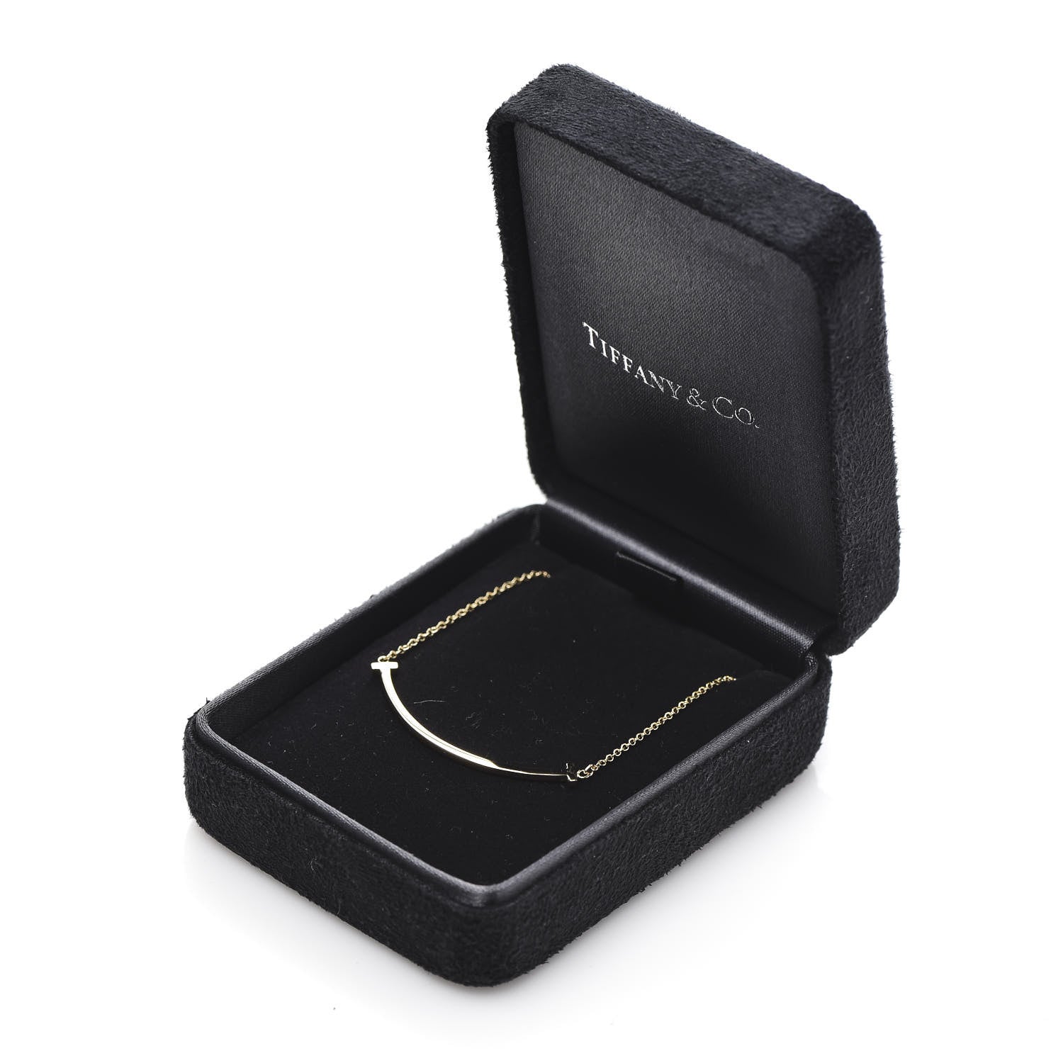 Tiffany 18K Yellow Gold Small T Smile Pendant Necklace 8 of 8