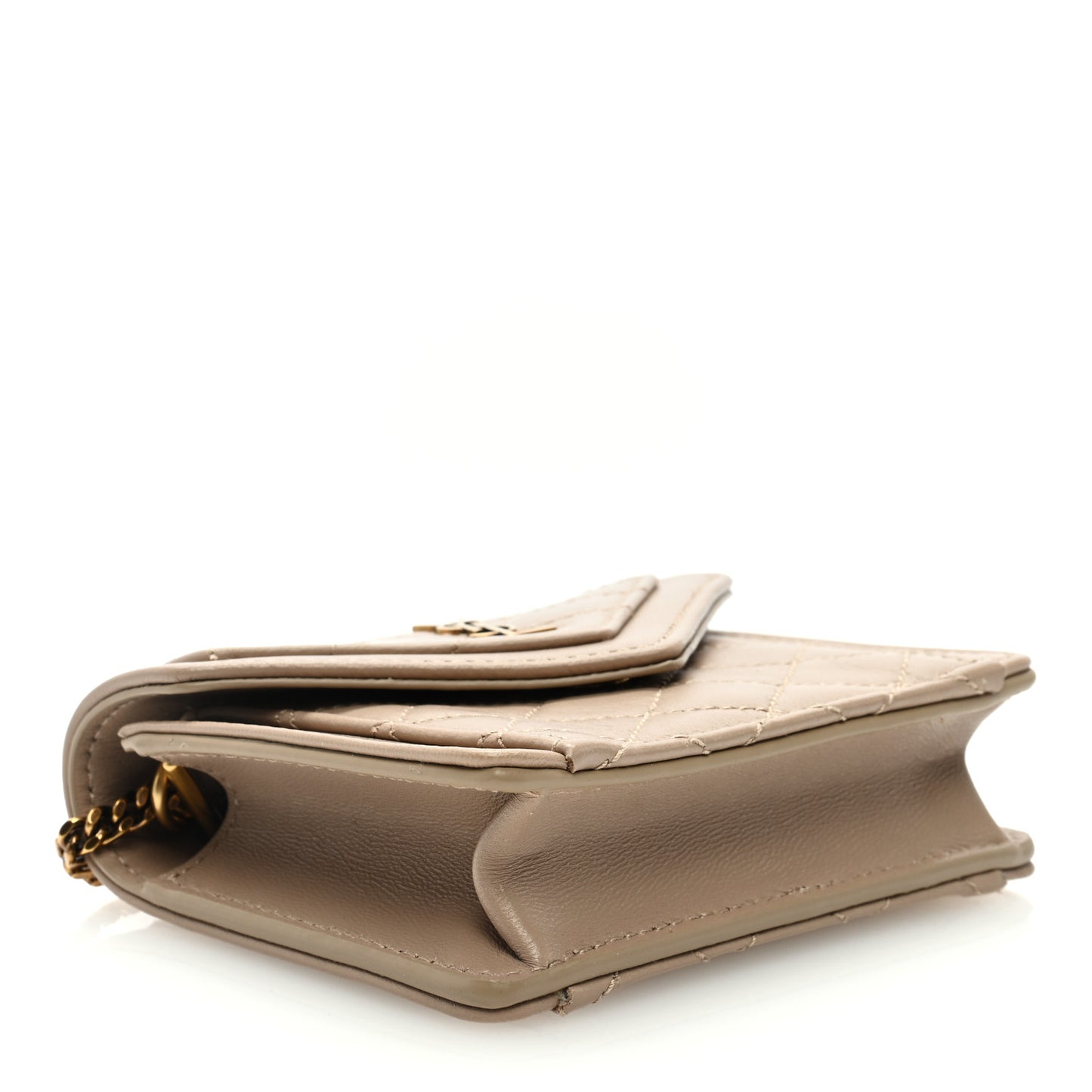 Lambskin Quilted Monogram Micro Gaby Crossbody Bag Beige