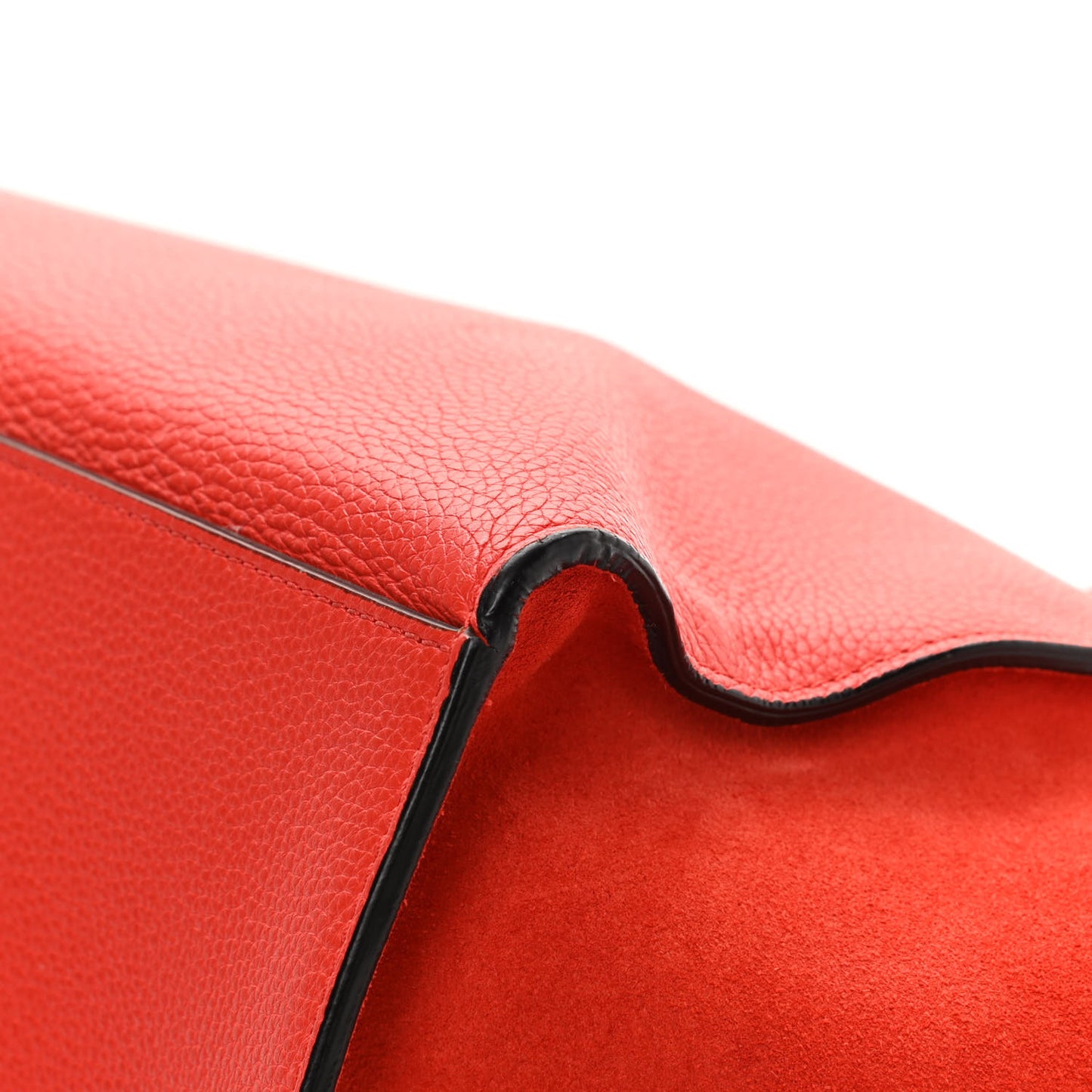 Drummed Calfskin Suede Large Trapeze Vermillion