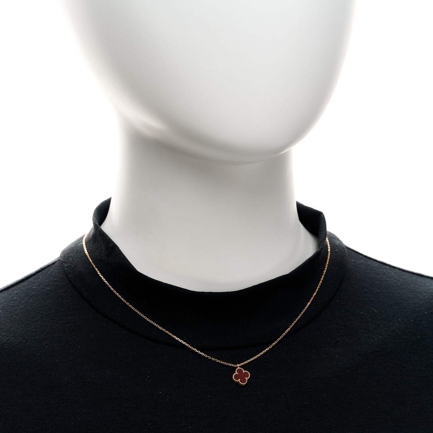 18K Rose Gold Carnelian Sweet Alhambra Pendant Necklace