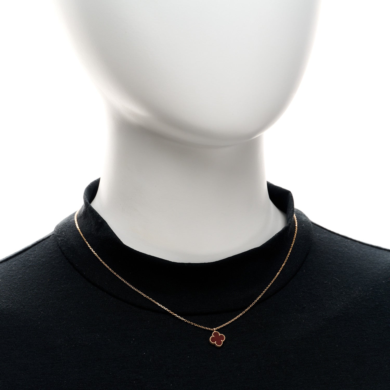 Van Cleef & Arpels 18K Rose Gold Carnelian Sweet Alhambra Pendant Necklace 2 of 5