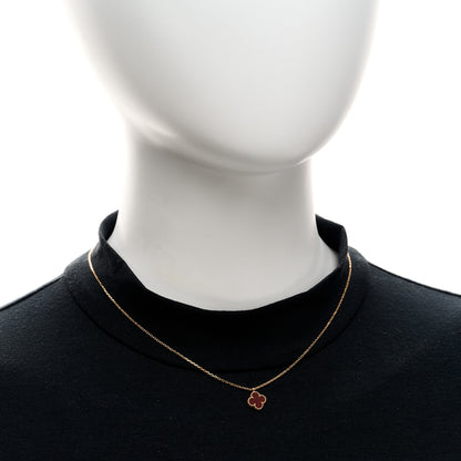 Van Cleef & Arpels 18K Rose Gold Carnelian Sweet Alhambra Pendant Necklace 2 of 5