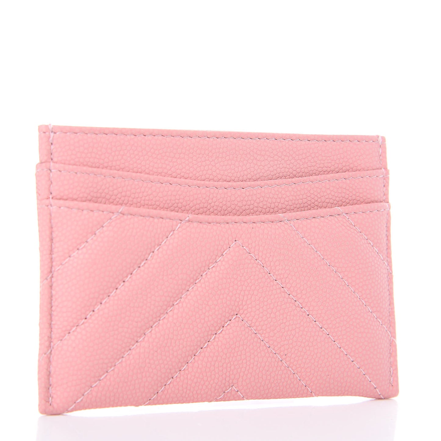 Caviar Chevron Quilted Card Holder Pink