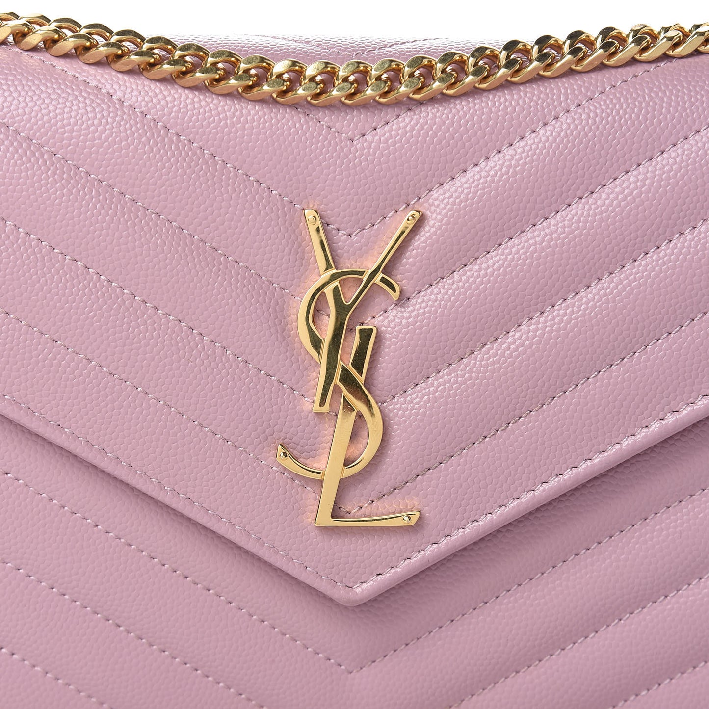 Grain De Poudre Matelasse Chevron Monogram Chain Wallet Tender Pink
