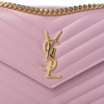 Saint Laurent Grain De Poudre Matelasse Chevron Monogram Chain Wallet Tender Pink 7 of 10