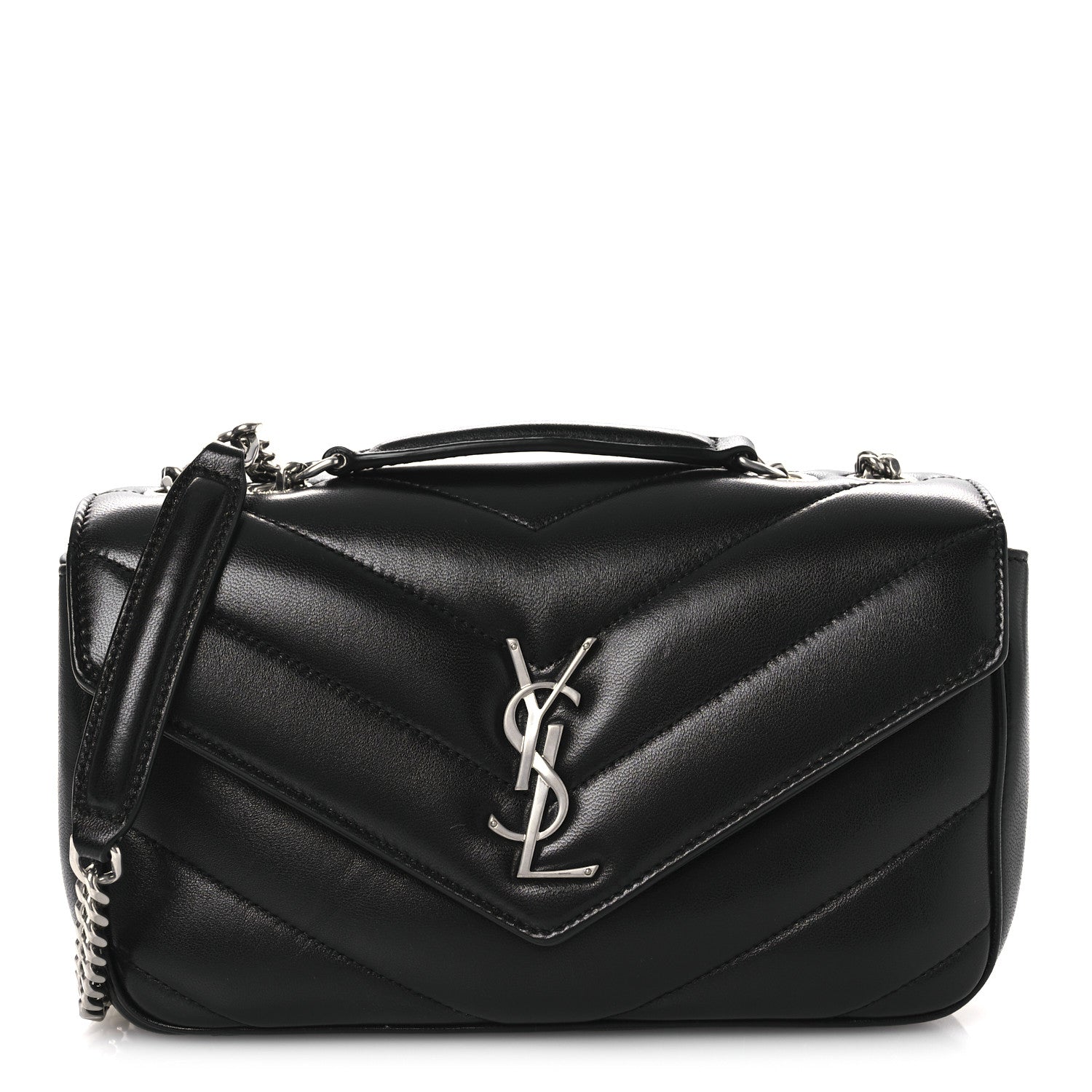 Saint Laurent Lambskin Chevron Quilted Small Loulou Black 1 of 13