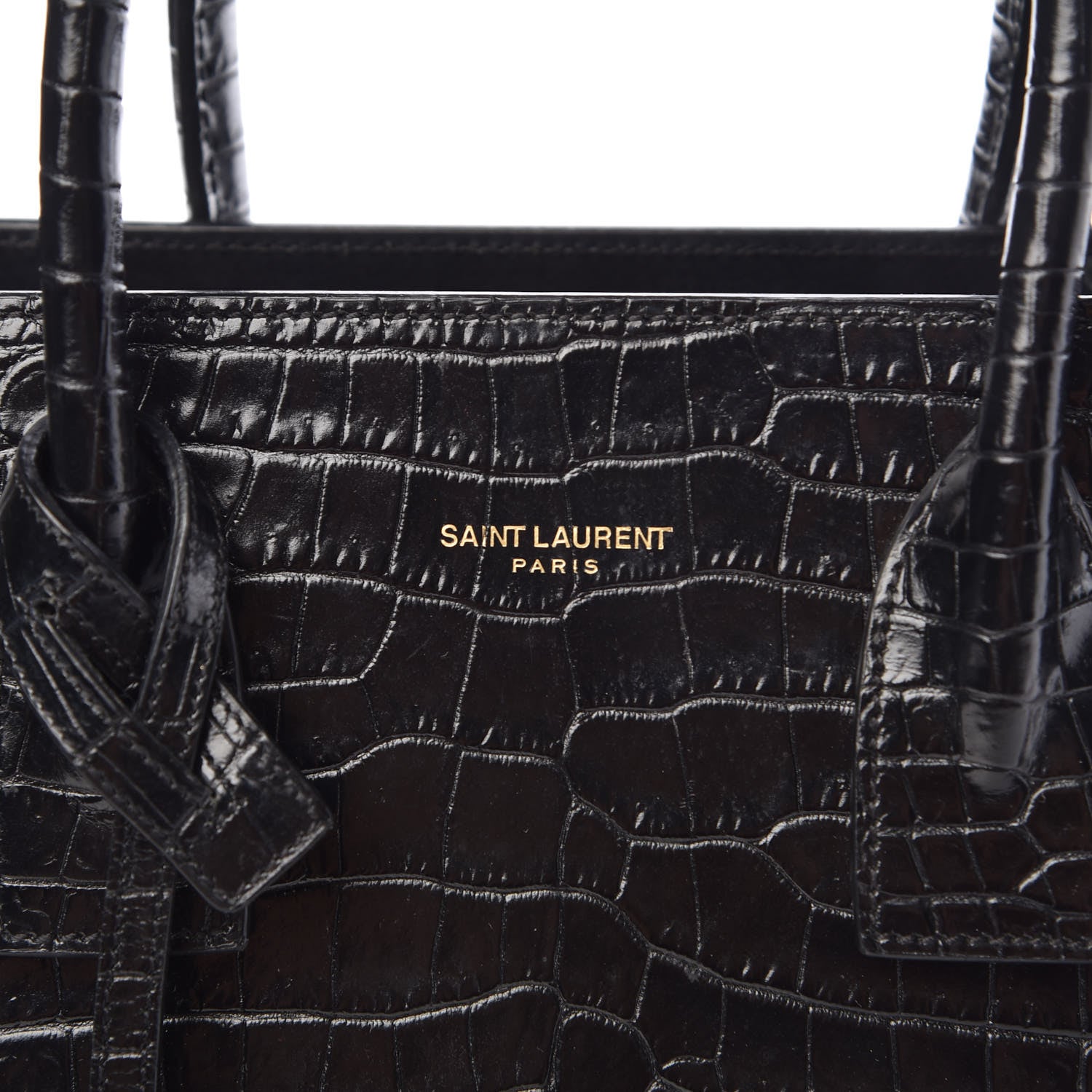Saint Laurent Calfskin Crocodile Embossed Baby Sac De Jour Black 7 of 11