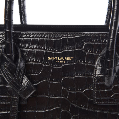 Saint Laurent Calfskin Crocodile Embossed Baby Sac De Jour Black 7 of 11