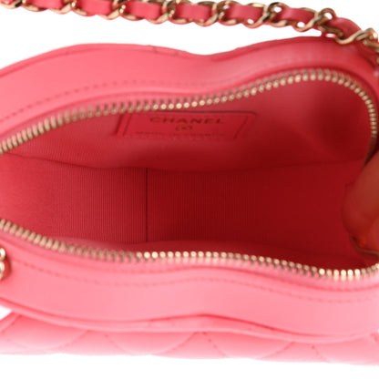 Chanel Lambskin Quilted CC In Love Heart Clutch With Chain Pink 5 of 10